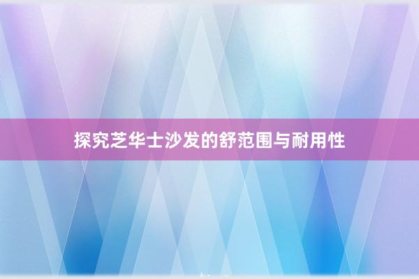 探究芝华士沙发的舒范围与耐用性